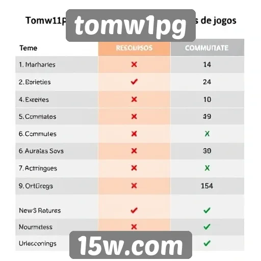 Comparação entre tomw1pg e outras plataformas de jogos